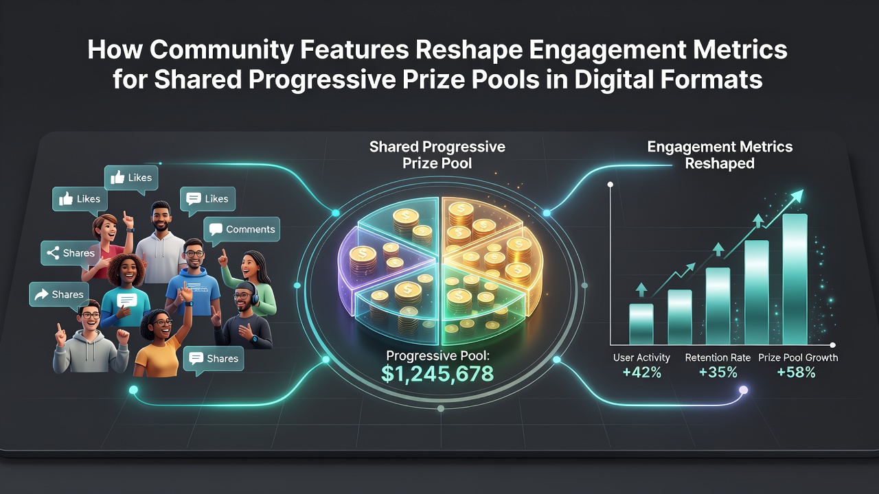 Players interacting through community tools while contributing to shared progressive prize pools in digital gaming platforms
